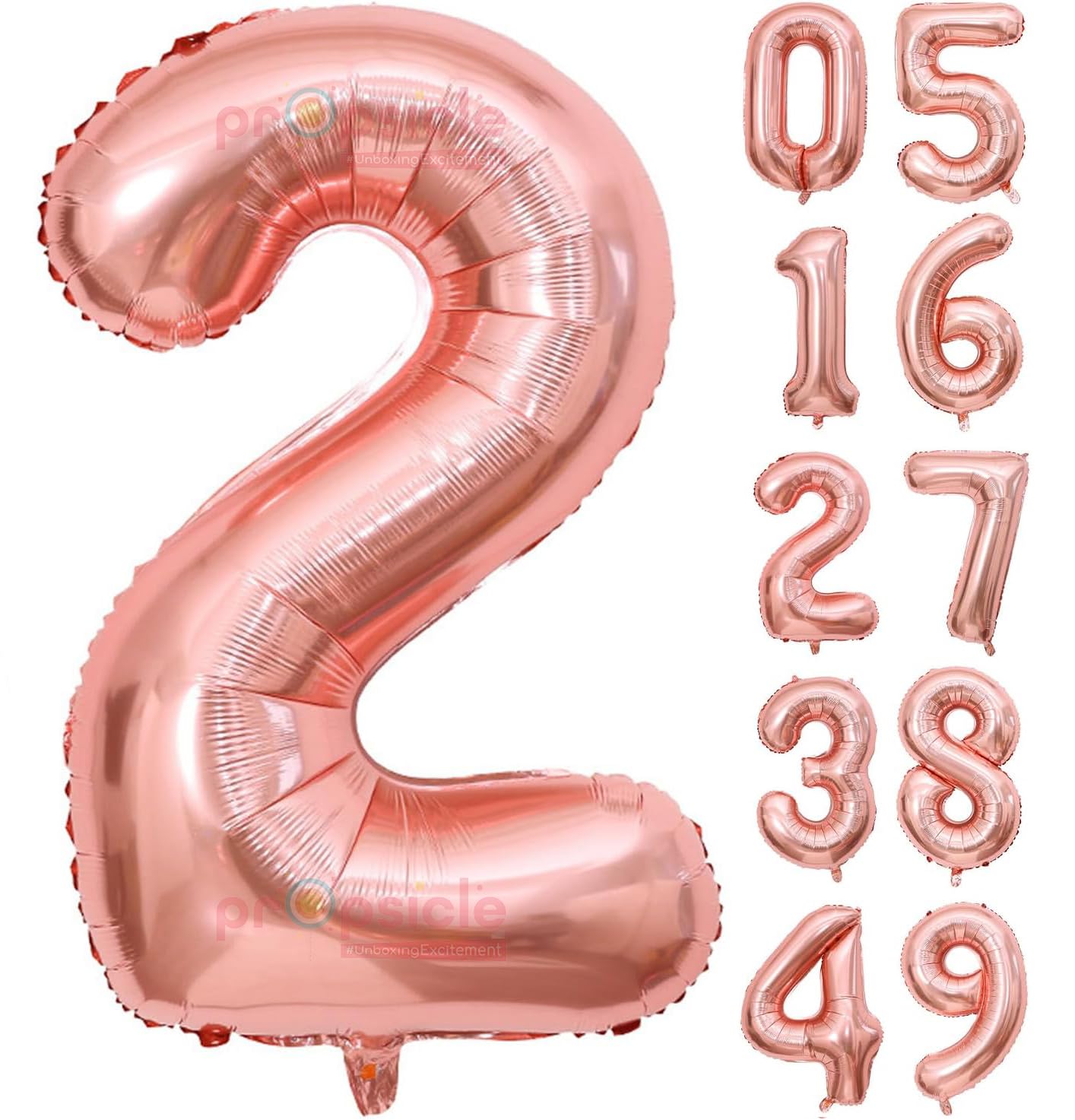 16 Inch Number 2 Foil Balloon Rose Gold for Birthday Anniversary Photo Booth Backdrop Table Décor | 2nd No. Kids/Adult Party Decoration, Cake Table Highlight, Mix and Match Age or Year