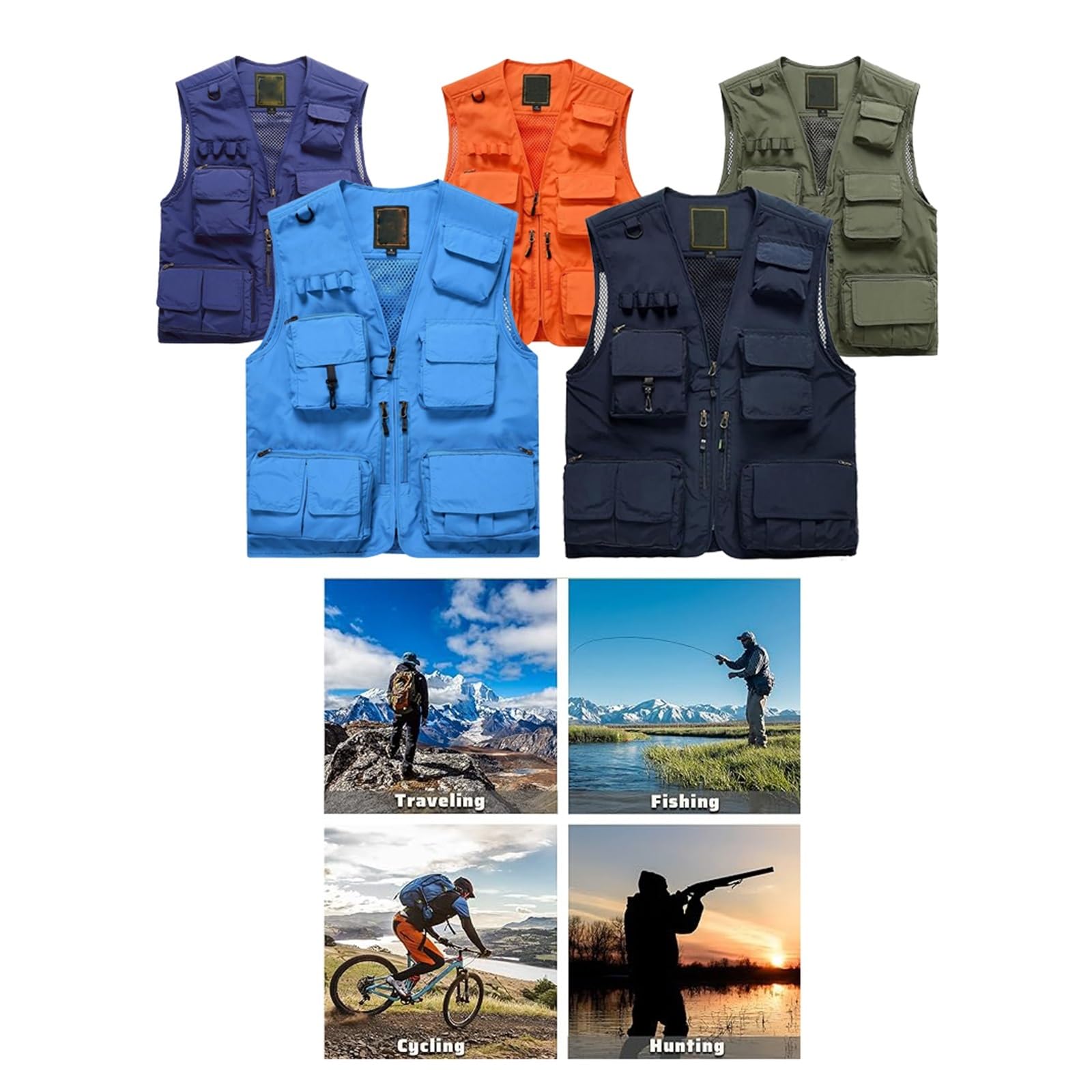 CLSQLXYJZC Gilet Tattico Multitasche, Gilet Estivo Da Uomo Taglie Forti Traspirante In Rete Con Cerniera Multi-traspirante Per Attività All'aperto, Giacca Da Caccia E Campeggio Ad Asciugatura
