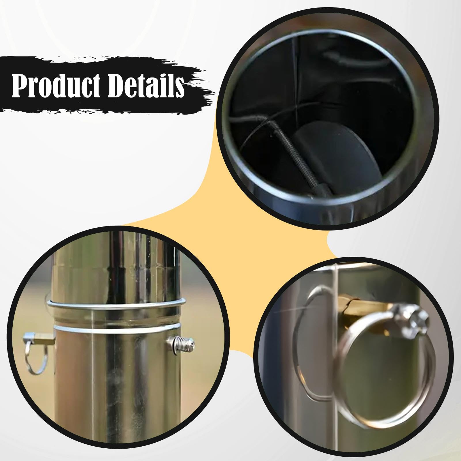 Tubo Canna Fumaria In Acciaio Inox 304 Con Valvola A Farfalla, 30x6 Cm, Per Stufe Da Tenda E Campeggio, Regolazione Aria E Combustione