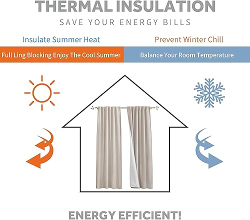 Miniatura 3 de RYB HOME 3 en 1 insonorizadas opacas Cortinas de lino aislantes, cortinas de ahorro de energía para dormitorio, sala de estar, guardería, estudio,