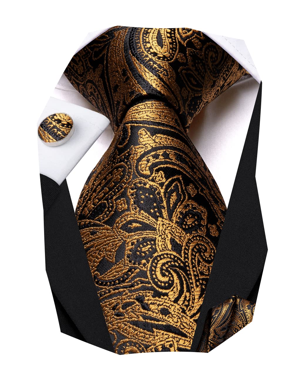 Sponsored Ad - Silk Paisley Ties for Men Necktie Pocket Square Cufflinks Set Foral Tie Sets Formal Business