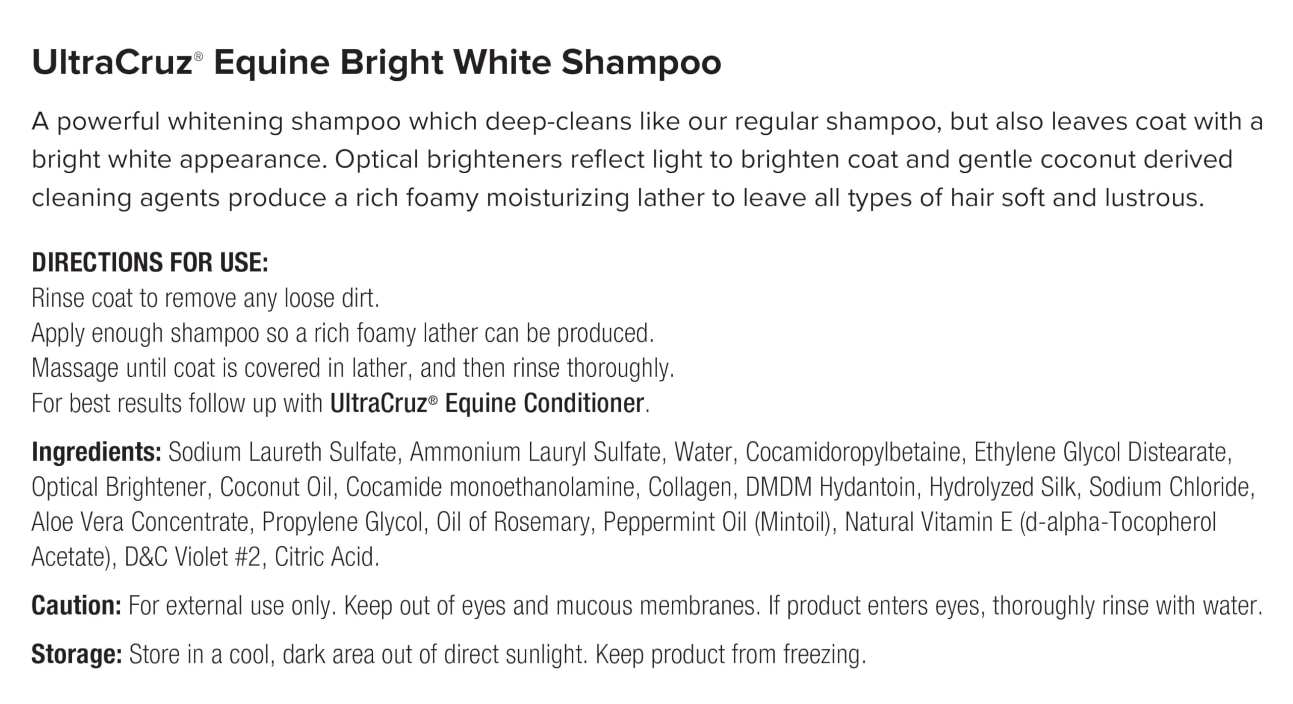 UltraCruz® Equine Bright White Szampon dla koni, 1 galon