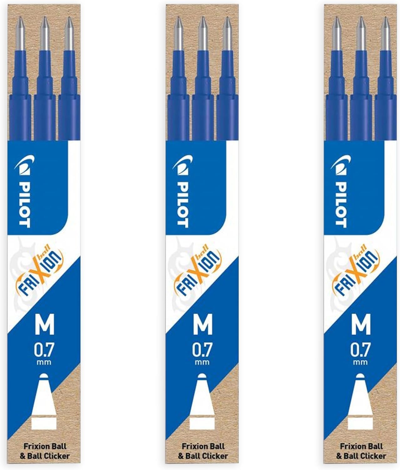 Pilot Frixion erasable pens refill, 9 refill bundle Blue color gel ink fine point 07 (Blue)