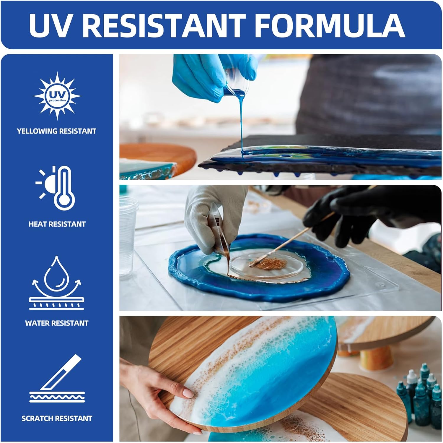 1 Gallon Crystal Clear Epoxy Resin Kit - Not-Yellowing No-Bubble, Self Leveling Easy Pour - 1:1 Ratio High Gloss Casting & Coating Resin for Art Crafts, Jewelry Making, Wood & Molds - Image 3