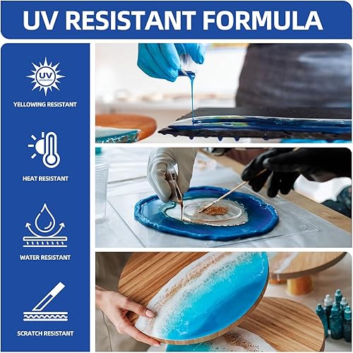 Miniatura 3 de Kit de resina epoxi transparente de 1 galón, relación de volumen 11, acabado de alto brillo, resistente a los rayos UV, curado rápido, ideal para