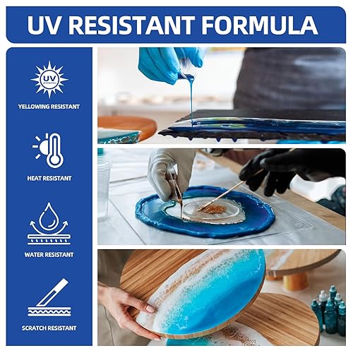 Miniatura 3 de Kit de resina epoxi transparente de 2 galones, seguro para alimentos y sin burbujas, resina de fundición de alto brillo con relación 11 para arte,