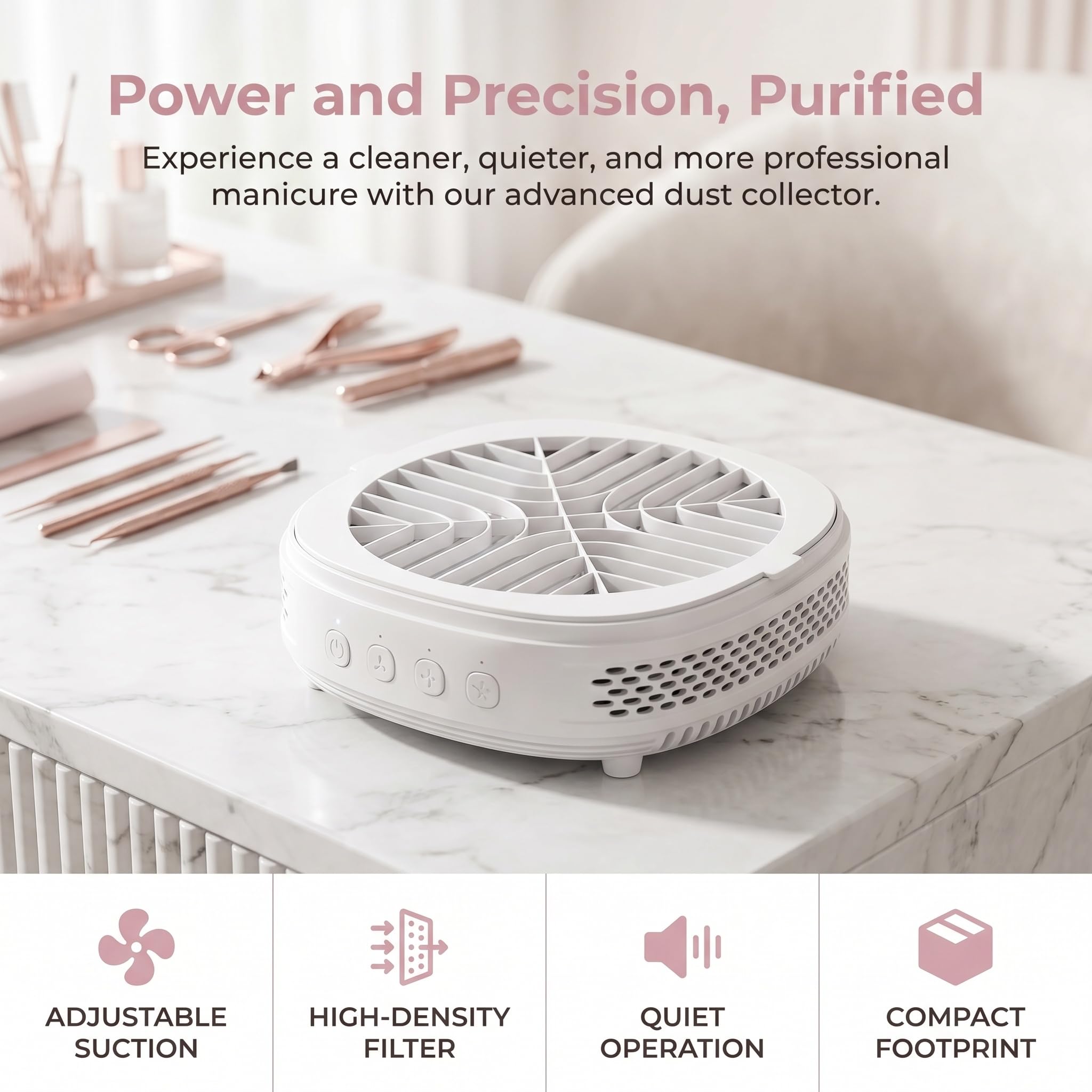 Colector de polvo de uñas, ventilador de vacío silencioso y extractor de polvo compacto para taladro de uñas, accesorio portátil esencial para arte de uñas y profesionales