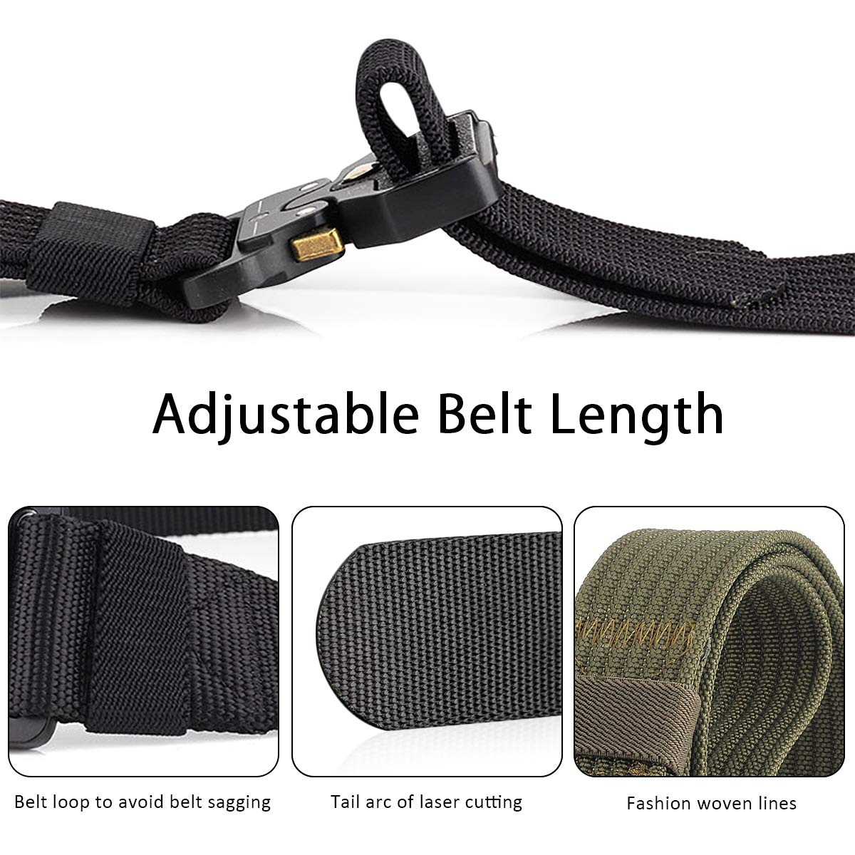 LumiSyne Cintura Tattica Per Uomo Regolabile Cintura Tattica Di Sicurezza Cintura In Tela Heavy Duty Cintura Da Lavoro Con Fibbia In Metallo a Sgancio Rapido Per Molle Sport Lavorare All'Aperto