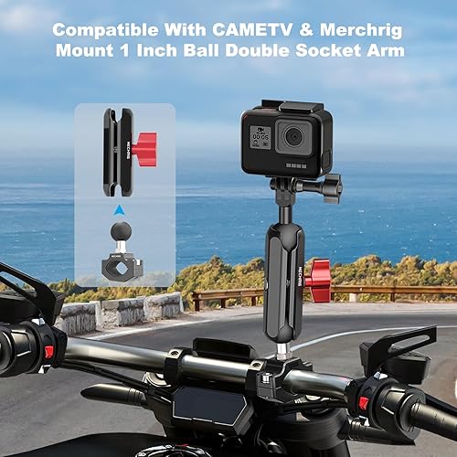 Miniatura 5 de Soporte de abrazadera de manillar de aleación de aluminio, base larga de perno en U con cabezal de bola de 1 pulgada compatible con soporte RAM de