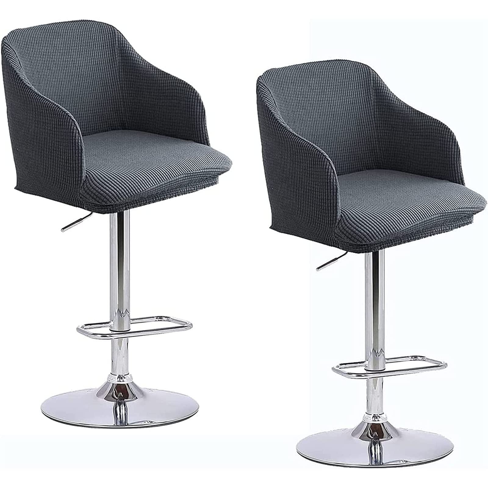 Leomix A Set Of 2 Dining Chair Covers Slipcover With Rmrest Curved Back, Height Bar Stools Covers Back Chair Protector For Dining,