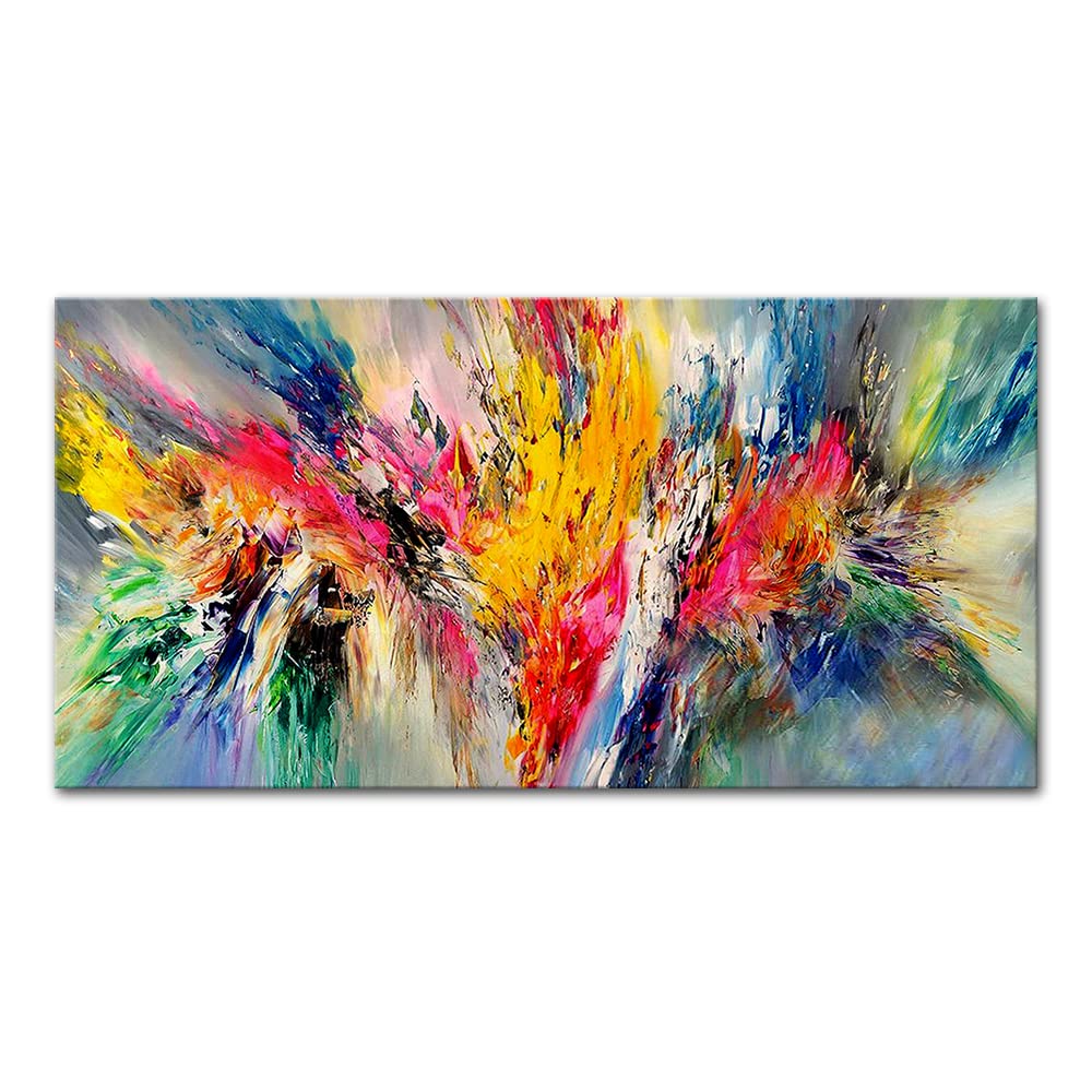 Mintura Arte Arte Pintado a mano El Color Abstracto Dibujo Arte de la Pared Cuadro Sala de estar Lienzo Acrílico Hotel Decoración Pinturas al óleo Sobre Lienzo (120x240cm Sin marco)
