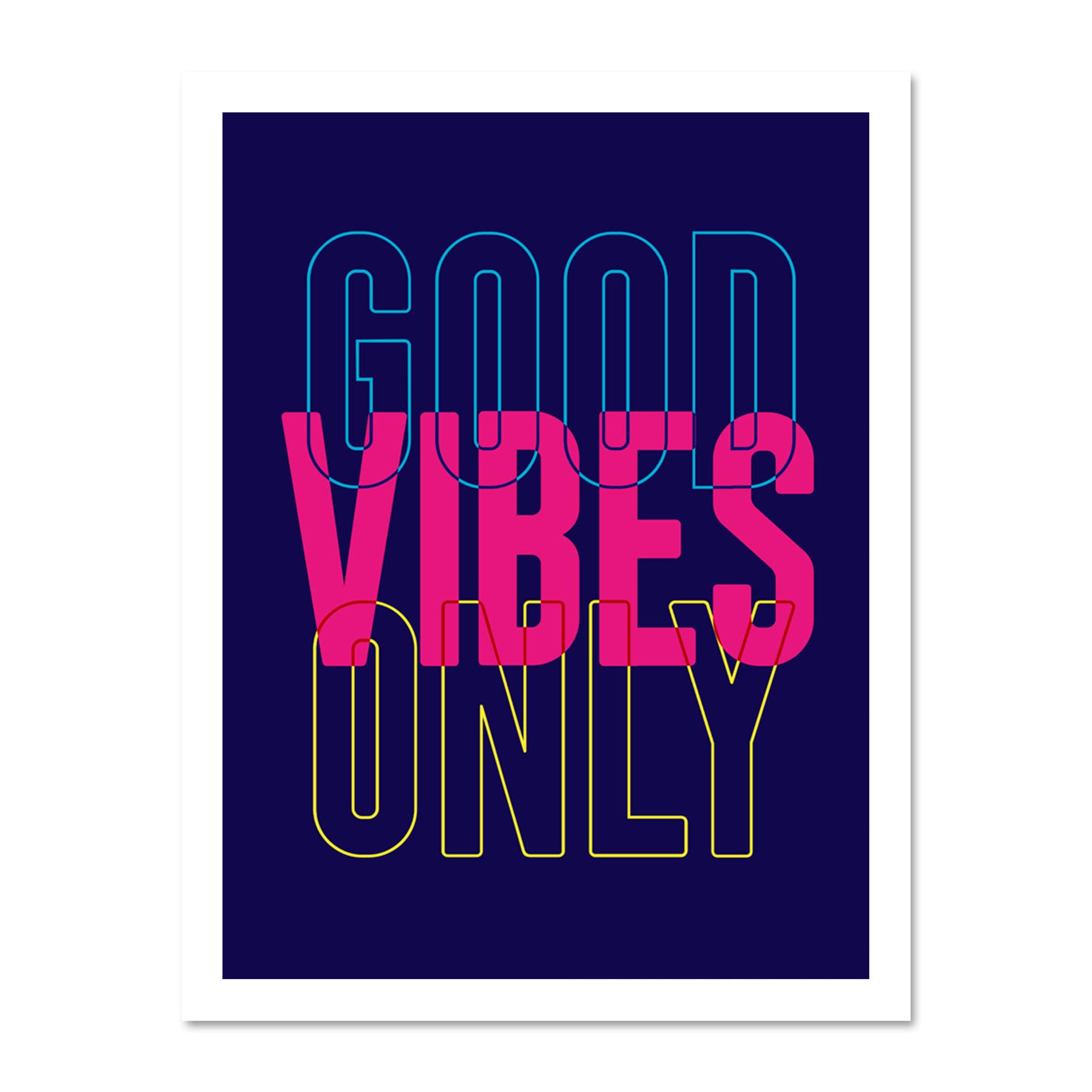 Wee Blue Coo Positivity Good Vibes Only Typography Large Framed Art Print Poster Wall Decor 18x24 inch