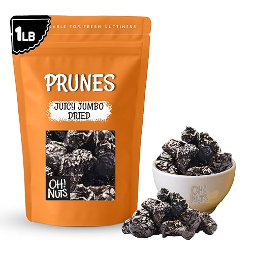 Oh Nuts - Ciruelas secas sin hueso | 1 libra - Frutas secas Jumbo | Sin azúcar añadido | Bocados de frutas deshidratadas | Empaquetado en bolsa con