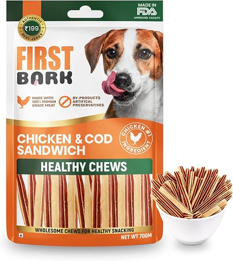 First Bark Dog Treats for Adult Dog &amp; Puppy – Healthy Chews Chicken &amp; Cod Fish Jerky for Dogs, Small Dogs &amp; Shih Tzu | Dog...