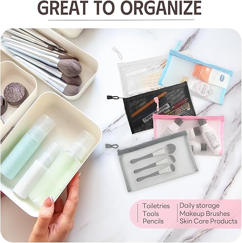 Miniatura 5 de EASYFUN Bolsas organizadoras de malla con cremallera, Champán, Moda Deporte Exterior