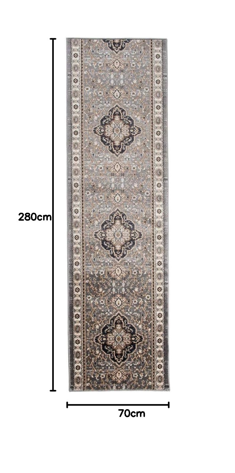 Carpeto Rugs Tappeto Cucina Orientale Floreale Pelo Corto - Tappeto Corridoio - Tappeto Passatoia Cucina - Tappeti Cucina - Tappeto per Cucina Moderni - Grigio - 70 x 280 cm