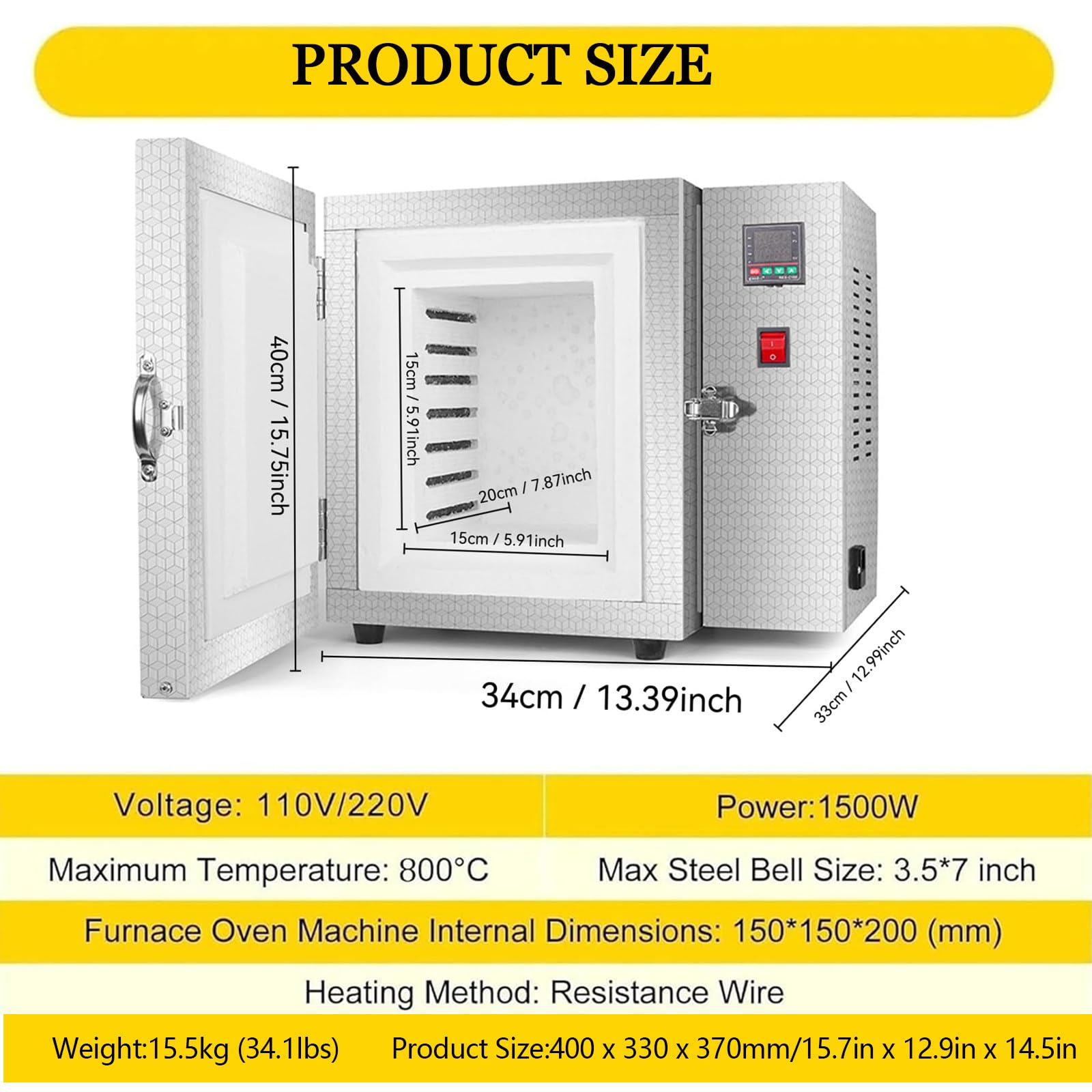 1500W elektrischer Keramik-Labor-Muffelofen,800 °C elektrischer geschlossener Labor-Muffelofen,geschlossener Labor-Hochtemperaturofen,Elektroherde mit integrierter Programmsteuerung