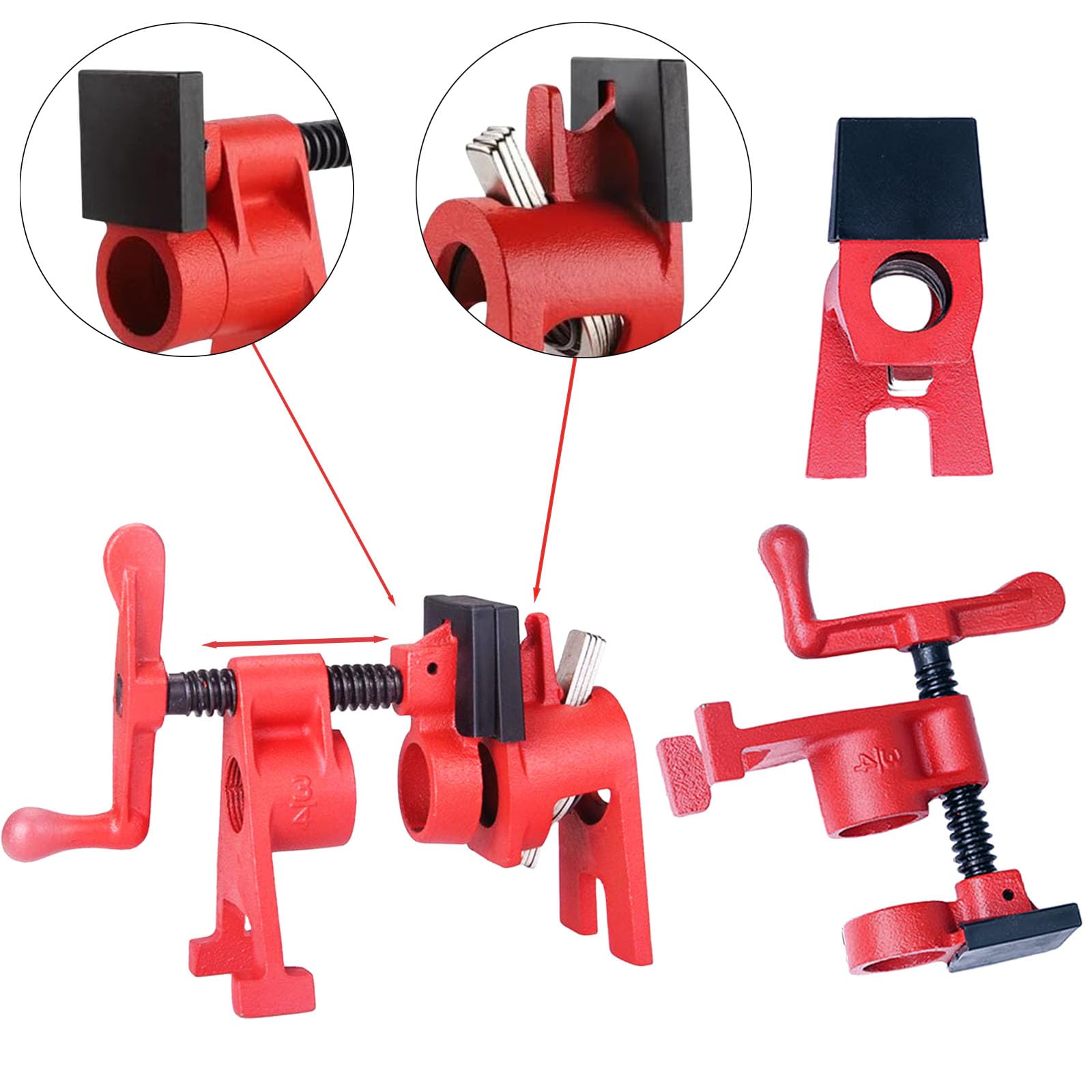 Set 4 Morsetti Per Tubi In Ghisa - 3/4 Pollici, Per Lavorazione Legno E Fai-Da-Te - Foto 4