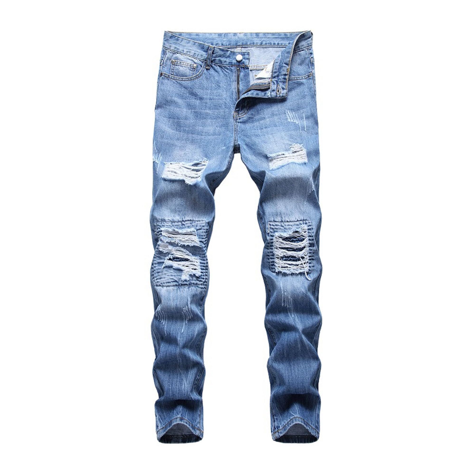 Jeans straight lavés coupe droite et effet breaking hole résistant - 8