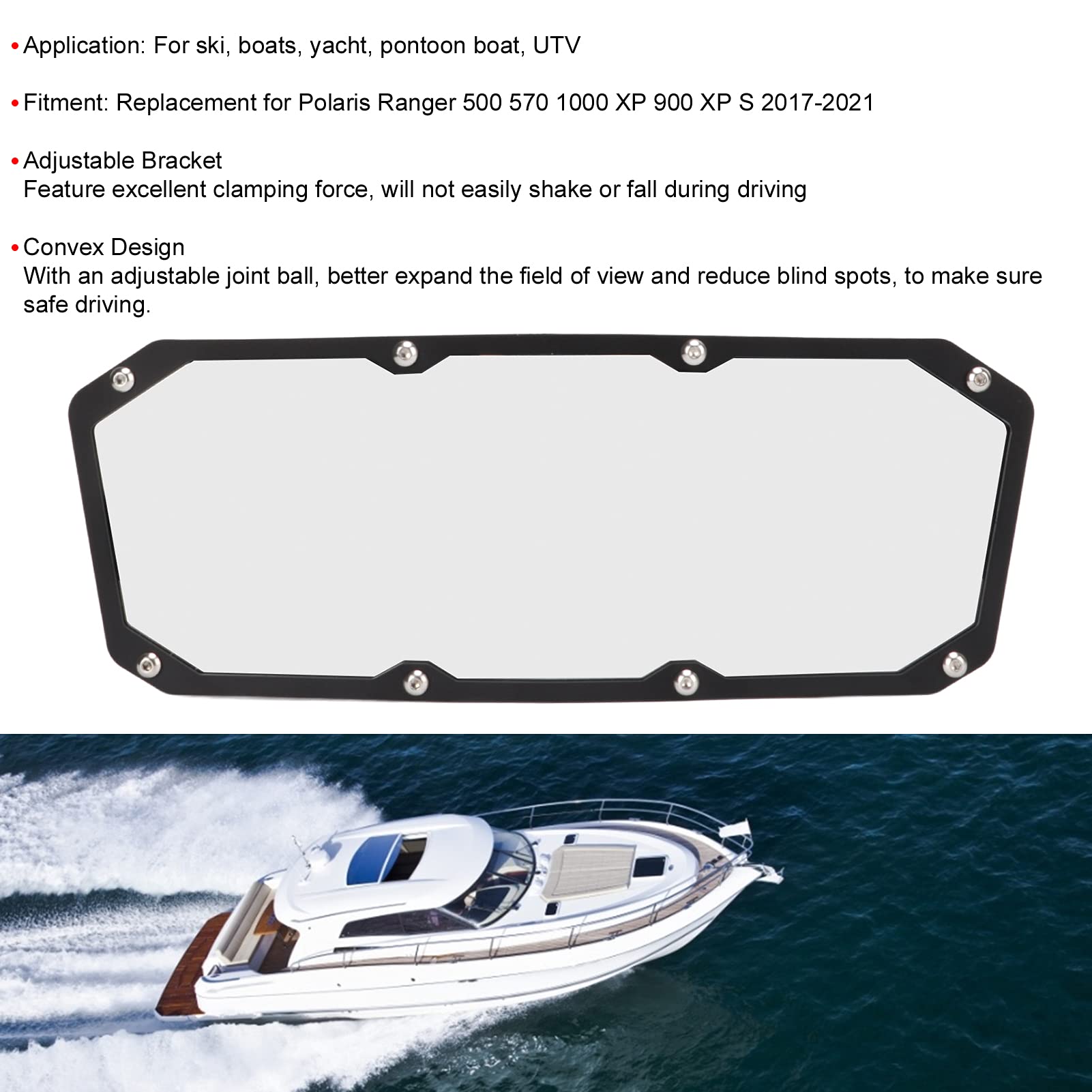 Rétroviseur marin, remplacement de rétroviseur grand angle pour Polaris Ranger 500 570 1000 XP 900 XP S 17-21