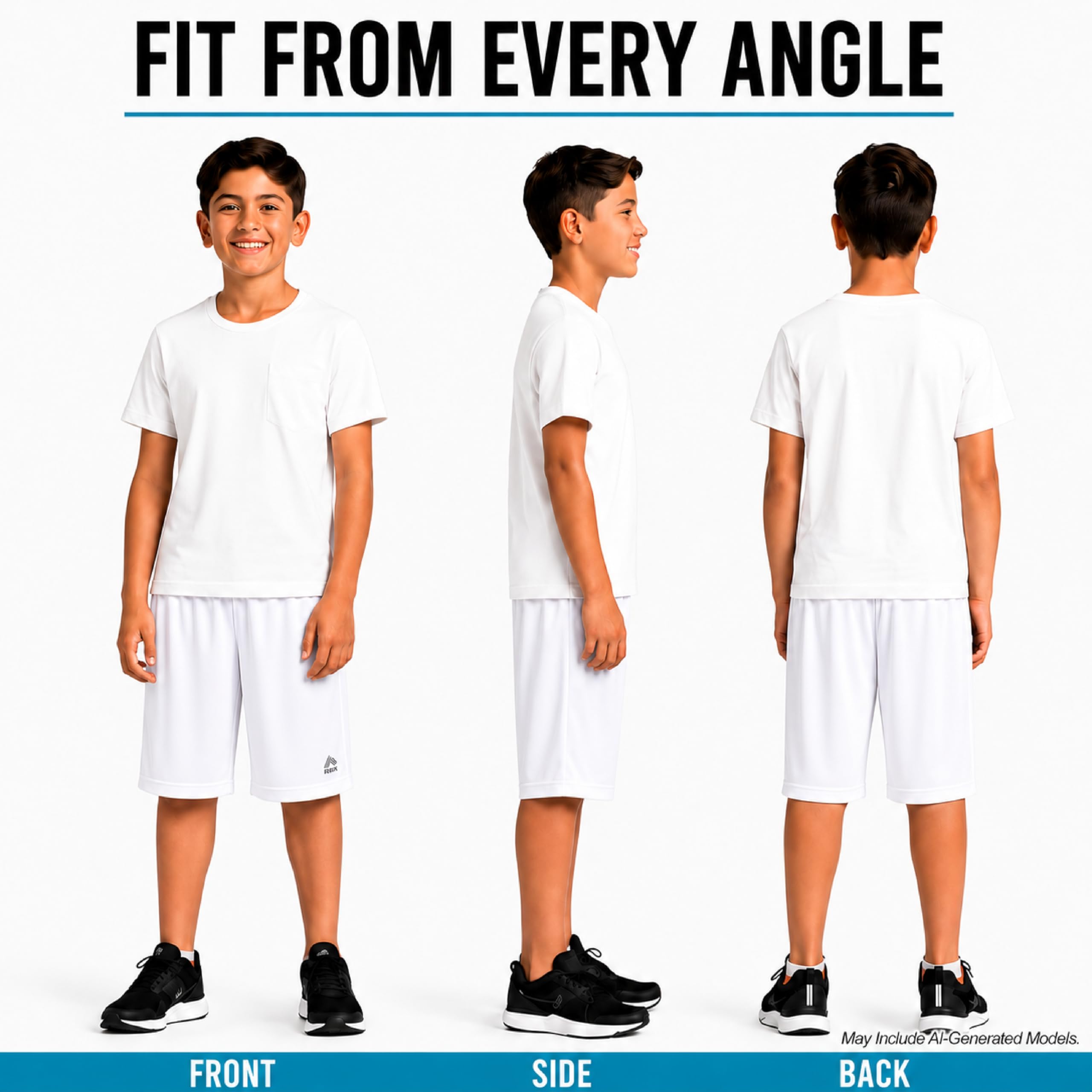 RBX Pantalones cortos deportivos para niños, paquete de 2 pantalones cortos transpirables de forro polar de poliéster con bolsillos, pantalones cortos activos para niños