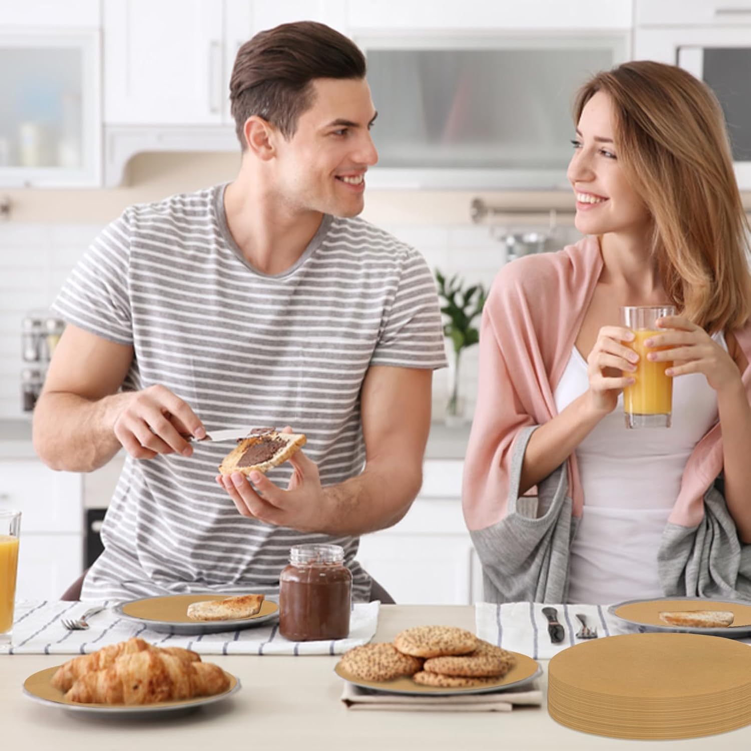 220pcs 4 inch Unbleached Parchment Paper Sheets for baking, Burger Patty Parchment Paper Rounds, Heavy Duty Precut Brown Non-Stick liners for Separating Patties, Bread, Tortilla Wrapping - Image 6