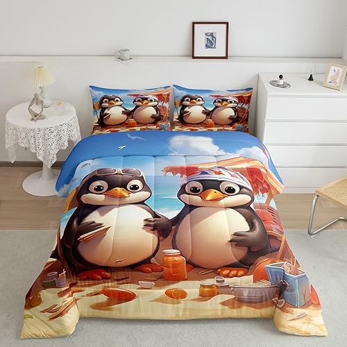 Miniatura 19 de Erosebridal Juego de edredón de ballena náutica, tamaño matrimonial, juego de ropa de cama retro azul con ondas oceánicas para niños y niñas, Negro