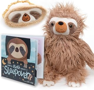 Tickle & Main Sloth Sleepover Plush & Book Set - One Size, Ages 3 & Up - Kids Book & Stuffed Animal - Sloth Plush Toy