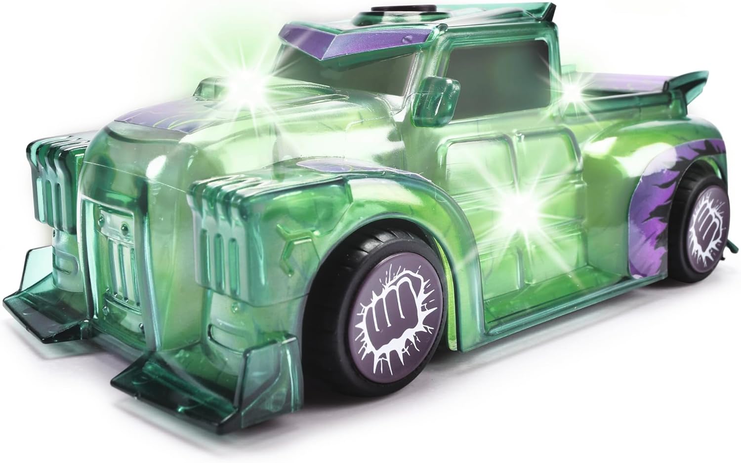 Jada Toys Marvel Light Hero Hulk Car (15 cm) - Superhero Toy Car from 3 Years with Friction and Cool Light & Sound Effects, Car Toy for Children, Includes Batteries