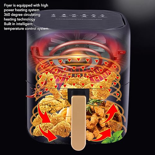 Miniatura 5 de Freidora de aire de 6.8 L, freidora eléctrica de cocina, horno grande antiadherente con pantalla LCD, calefacción de ciclo de 360 grados, horno