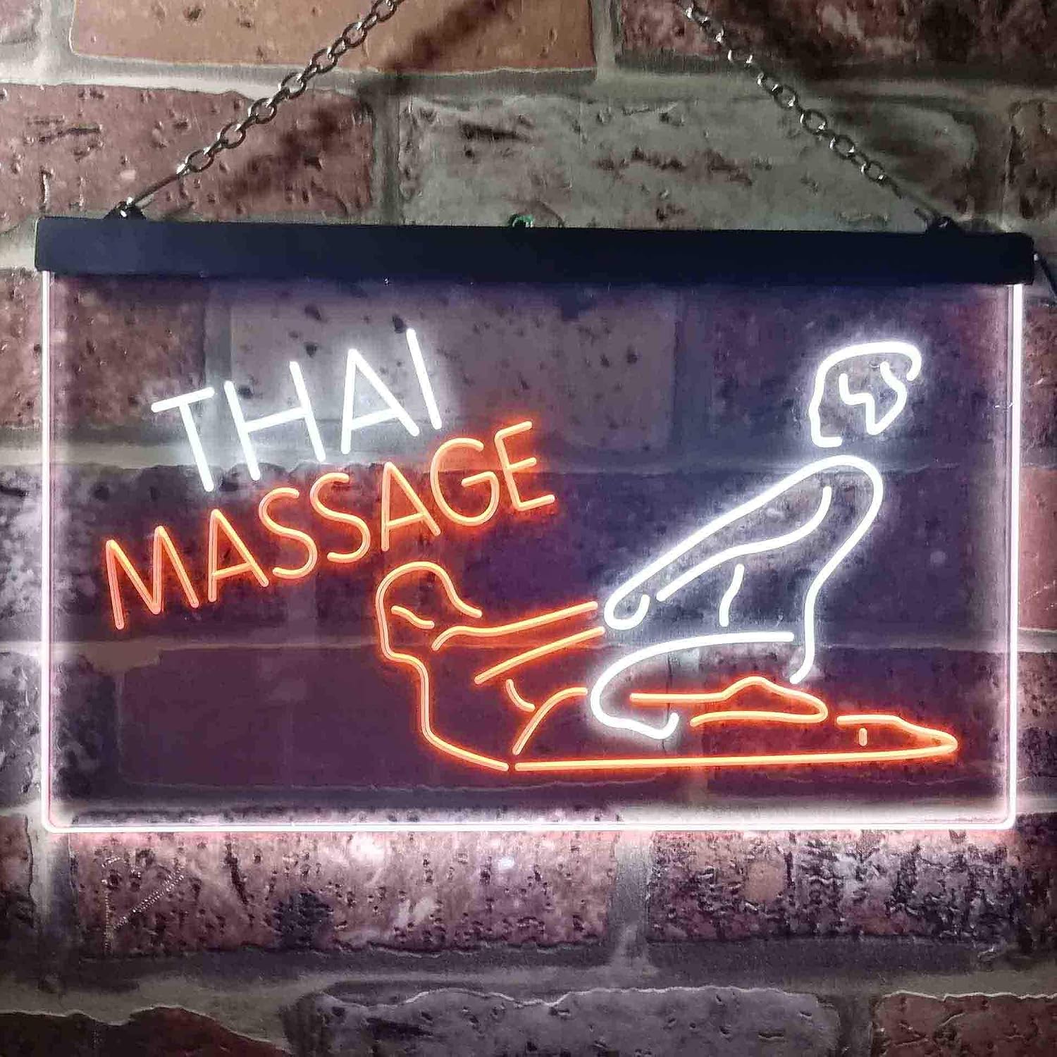 ADVPRO Thai Massage Shop Dual Color LED Neon Sign White & Orange 24" x 16" st6s64-i3503-wo