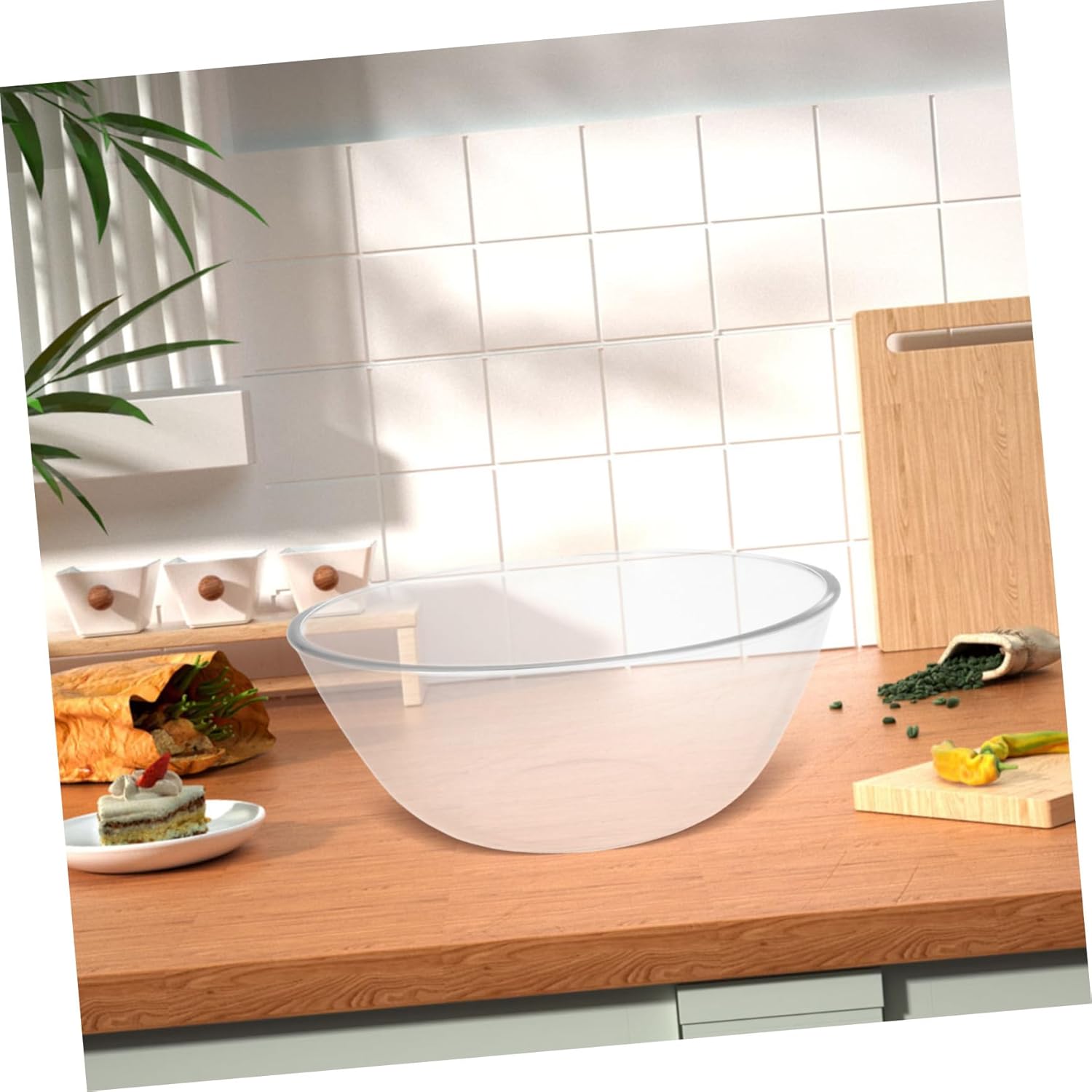 Heavy Glass Mixing Bowl for Kitchen Multi-purpose Salad and Soup Bowl Family-sized Capacity Stylish Decorative Design Easy to Clean