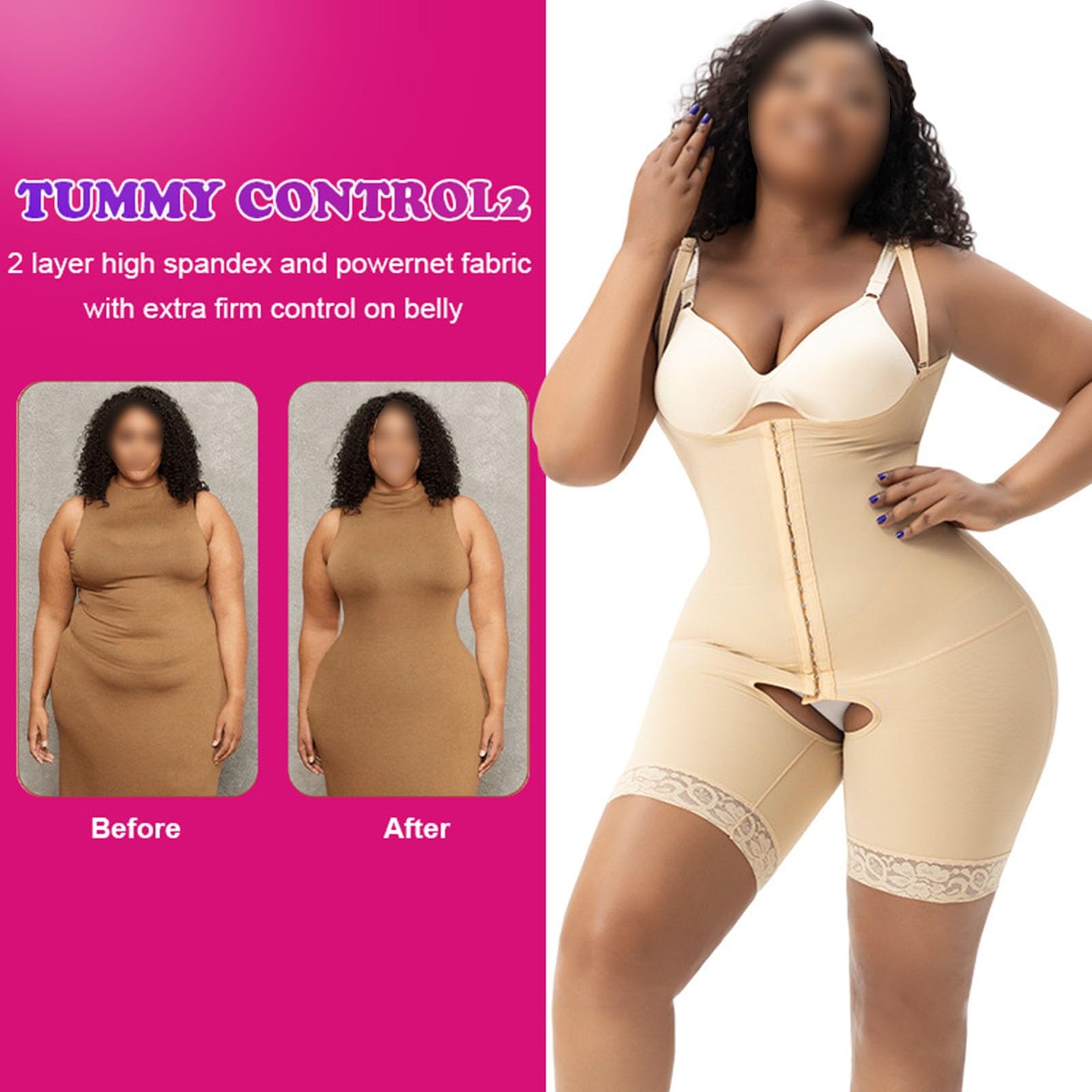 Indumento Compressivo Post-operatorio Senza Reggiseno con Schiena Alta Faja Lipo BBL Fase 2 Waist Trainer Butt Lifter Thigh Slimmer Bodysuit