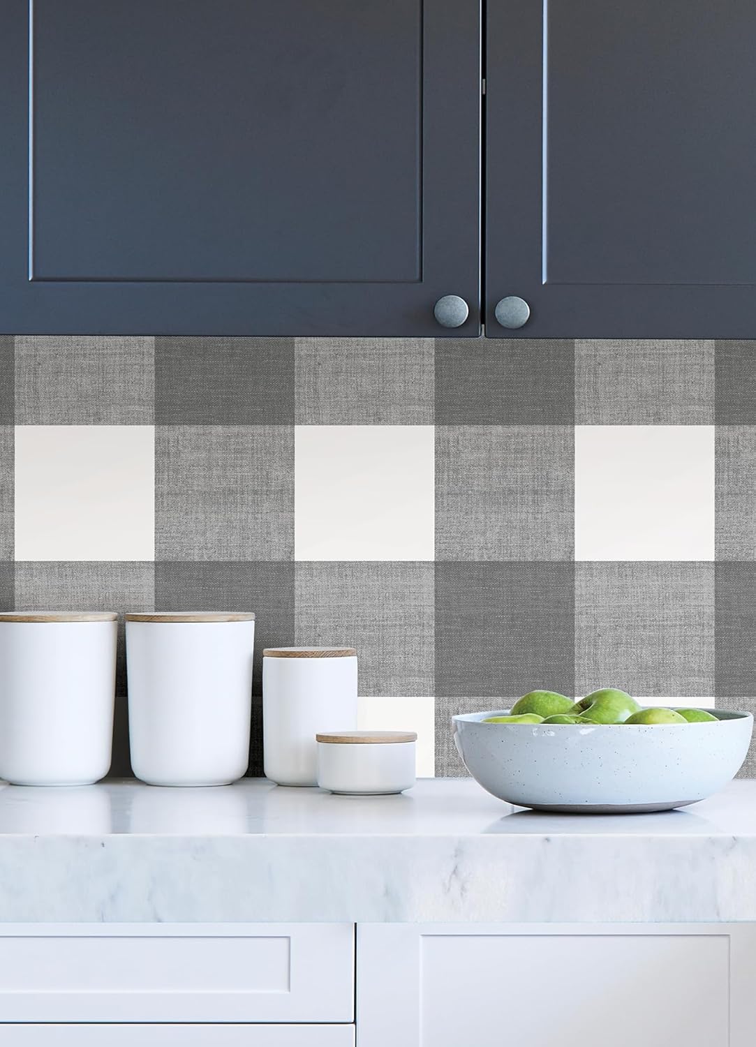 Grey and White Plaid Self-Adhesive Removable Wallpaper