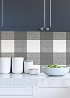 Vista 4 de Scott Living Scott-ish - Papel tapiz autoadhesivo a cuadros, color gris