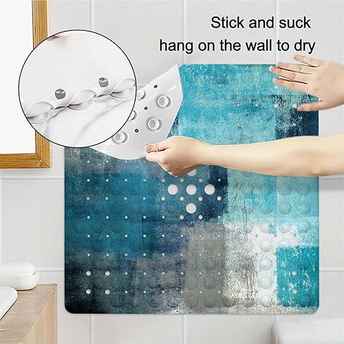 Miniatura 5 de LNOND Tapete de ducha cuadrado, tapete de goma antideslizante para niños y ancianos, tapete de baño cuadrado antideslizante plegable con ventosas y