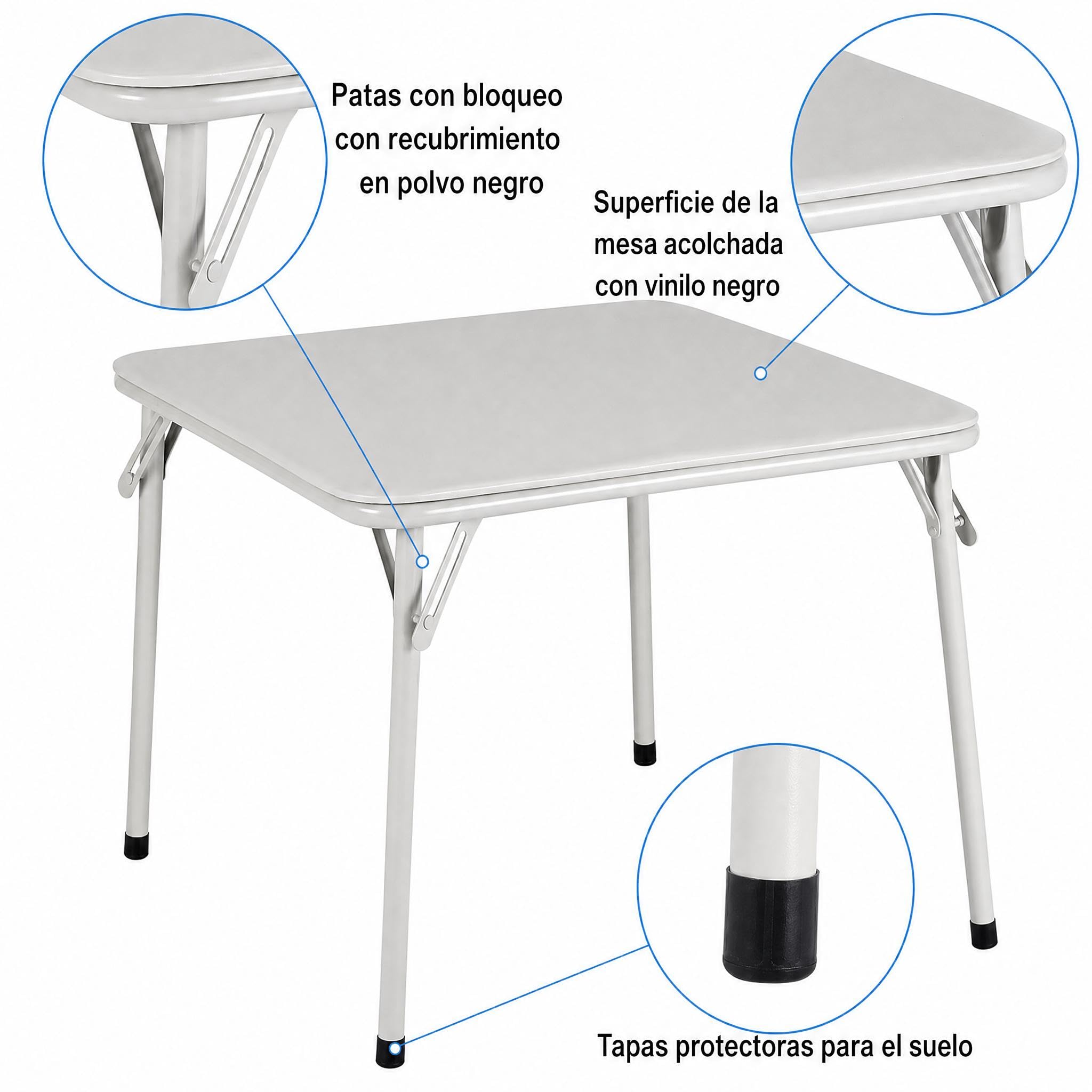 IDEALHOUSE Mesa y Silla Plegable para Niños, Bordes Redondeados Seguridad, Mesa Infantil con Sillas con Cojines y Respaldos Suaves y Marco de Acero Resistente, para Juegos, Aprender y Comedor, Beige