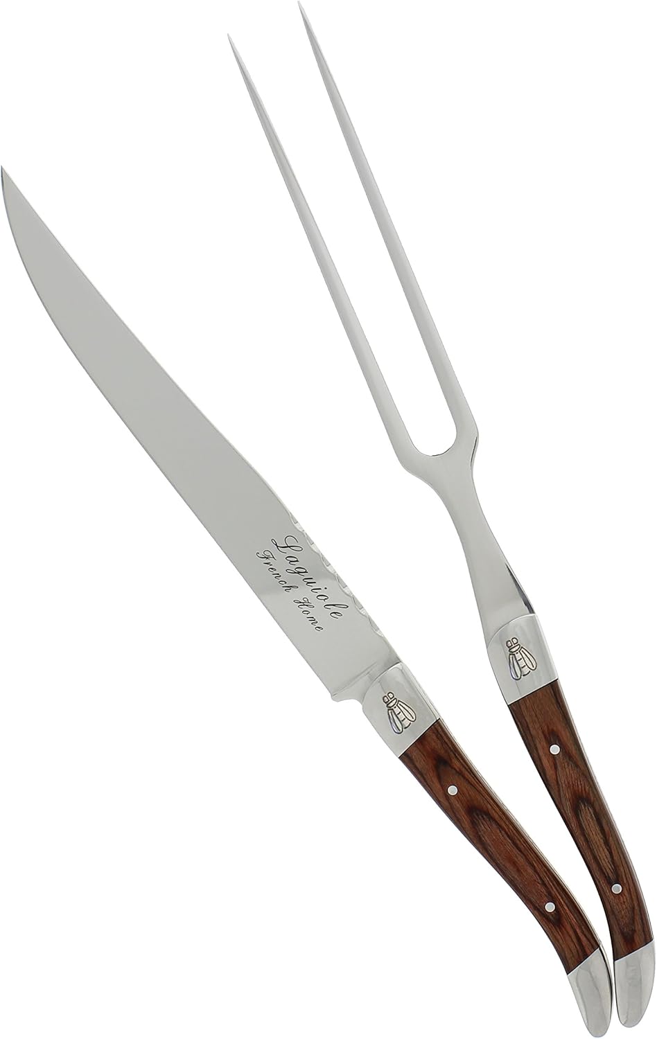 French Home Laguiole Olivewood Carving Knife and Fork Set.: Home & Kitchen