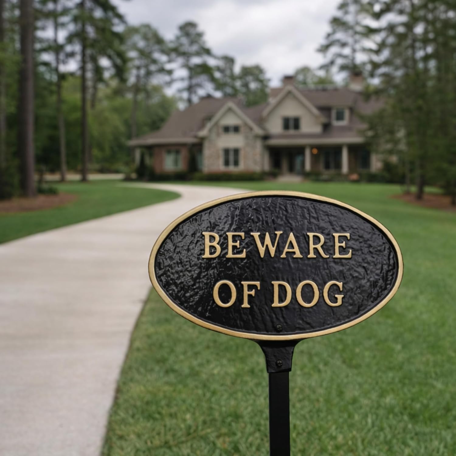 Montague Metal Products - Oval Beware Of Dog Sign Plaque Wall mount or Yard Sign - Powder Coated Aluminum - UV Resistant - Easy to Install