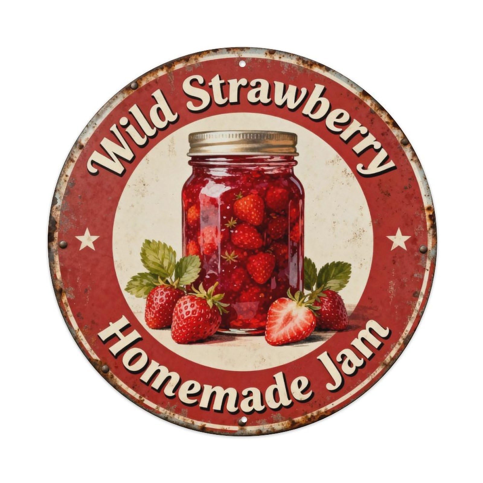 Wild Strawberry Homemade Jam Metal Tin Sign Plaque