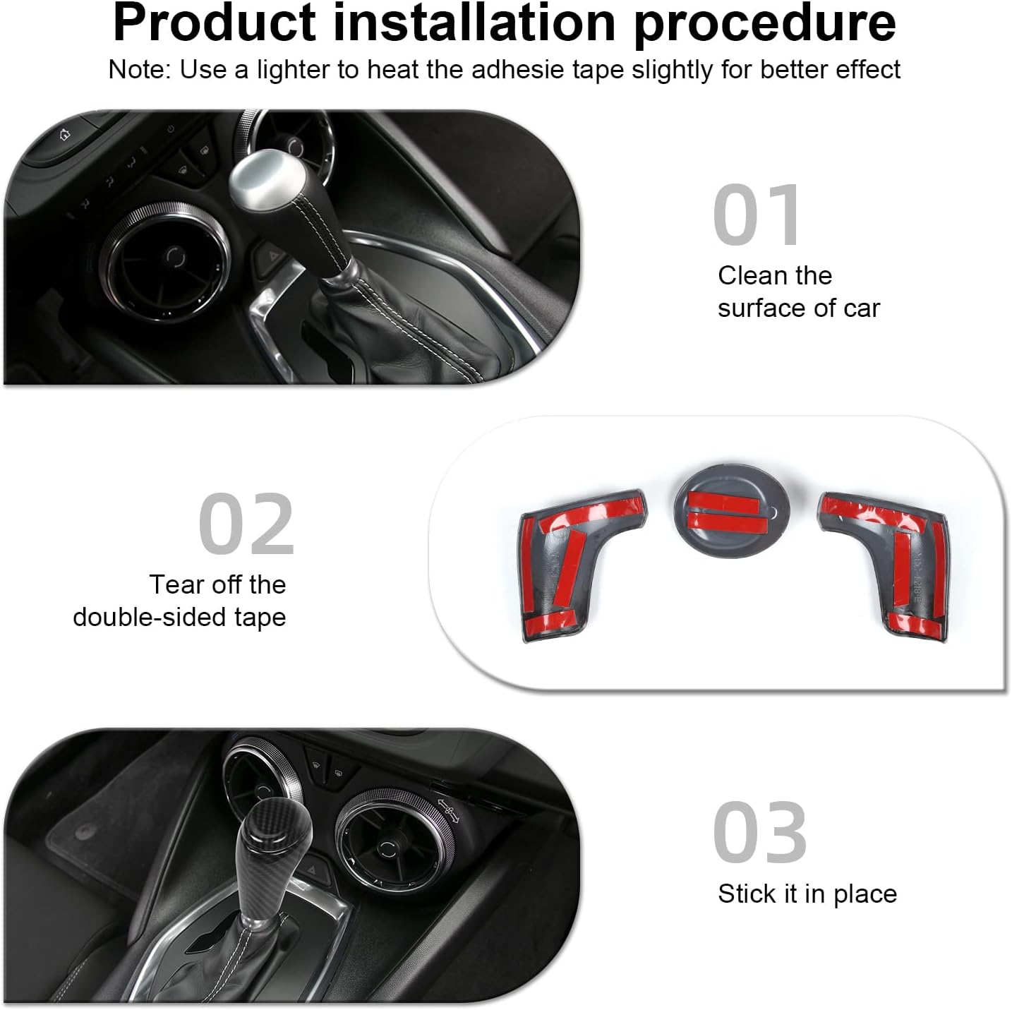 CheroCar for Camaro Gear Shift Knob Cover Interior Accessories for Chevrolet Camaro 2016-2025 (Carbon Fiber)