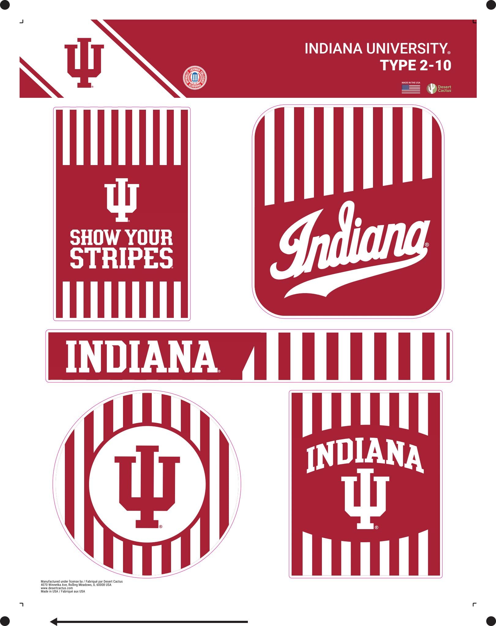 Autocollant en vinyle Indiana University Bloomington type 2 à rayures pour voiture et PC