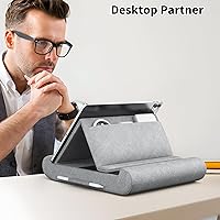 Vista 3 de CreaDream Soporte de almohada para tablet, soporte plegable para tableta, para regazo, cama y escritorio, almohadilla suave con bolsillo y soporte