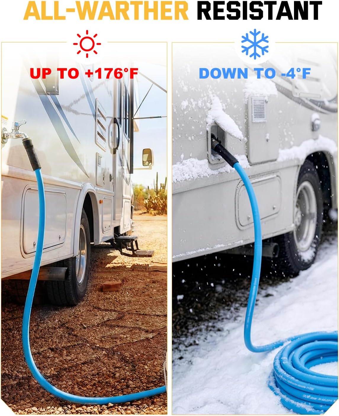 RV Water Hose 85FT, NSF ANSI CAN 372 Lead-Free Certified, 5/8'' Premium Drinking Water Hose with Storage Bag, BPA Free No Kink& Flexible Leak-Free Garden Hose for RV, Camper, Truck, Trailer– Blue