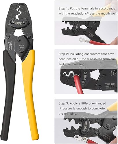 Miniatura 4 de Herramienta de prensado de terminales de trinquete VSR-16D utilizada para 14-5 AWG (similar a 2.5-16 mm) Alicates de crimpado de trinquete terminal