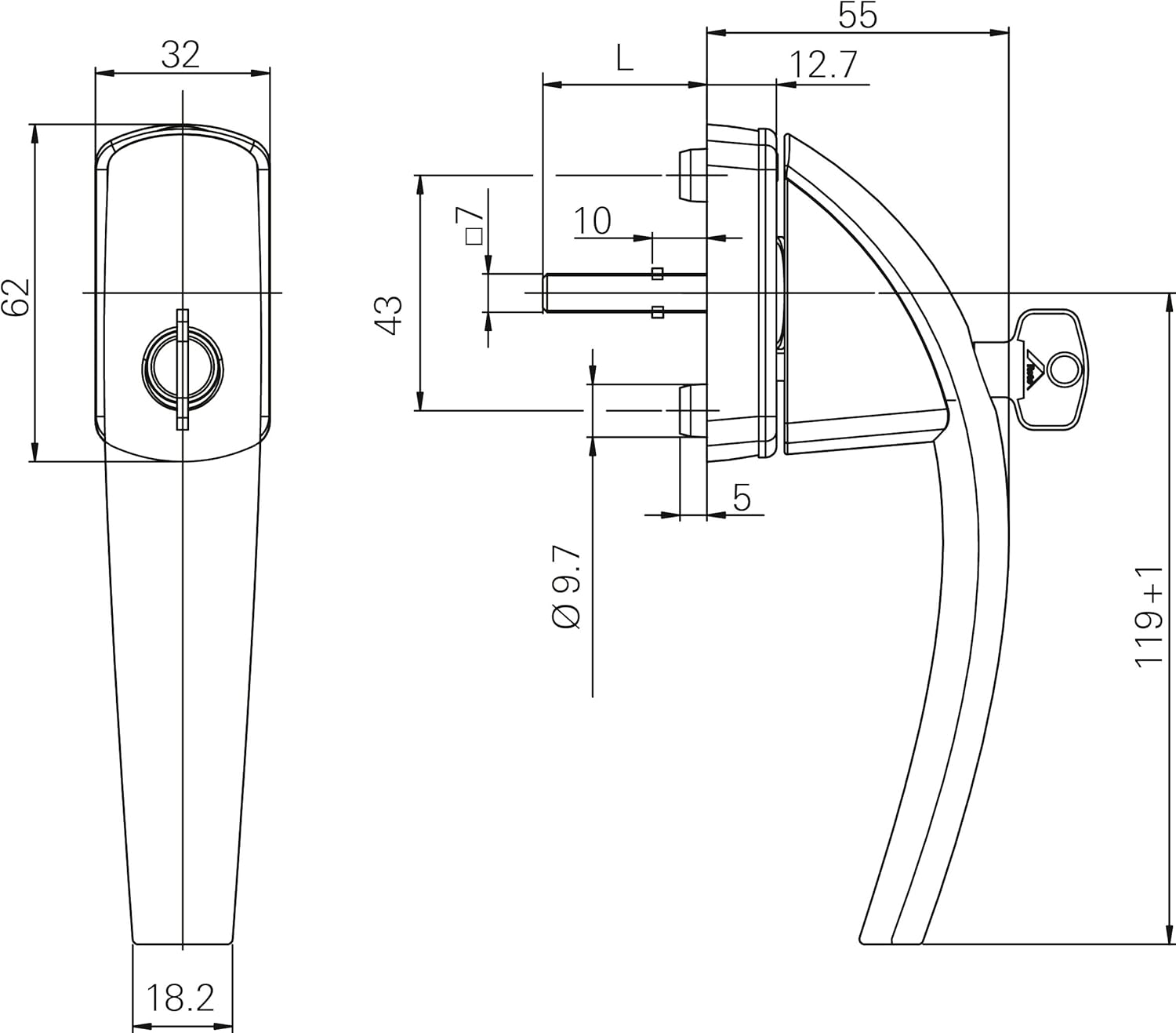 Roto RSW A40 ML 43 M5x50 R072 Plain Swing Window Handle – White