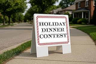 Holiday Dinner Contest Candy Cane Frame Folding Coroplast A-Frame Double Sided 23x23 in. Sign