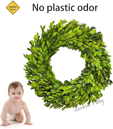 Miniatura 3 de BoxwoodValley - Juego de 3 coronas de hojas de arrayán preservadas, con forma de corazón para colgar en la puerta, en la pared o en la ventana.