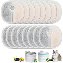 16 Pack Replacement Filters for E1/E1+ Pumpless Cat Water Fountain, Triple Layer Filtration System with Activated Carbon & Ion Exchange Resin, 1 Year Supply for 2L/67oz Pet Fountain