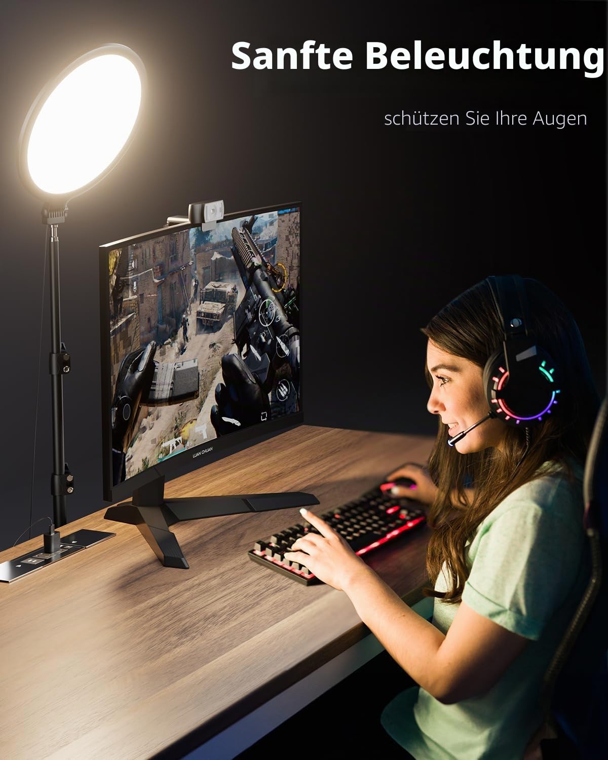 Weilisi 10.5" Ringlicht mit 69" Stativ Handy mit für Tiktok, Vlogging | Vollflächiges Ringlicht-Stativ für Videoaufnahmen und TikTok – Dimmbares LED-Selfie-Ringlicht mit Stativ und Fernbedienung